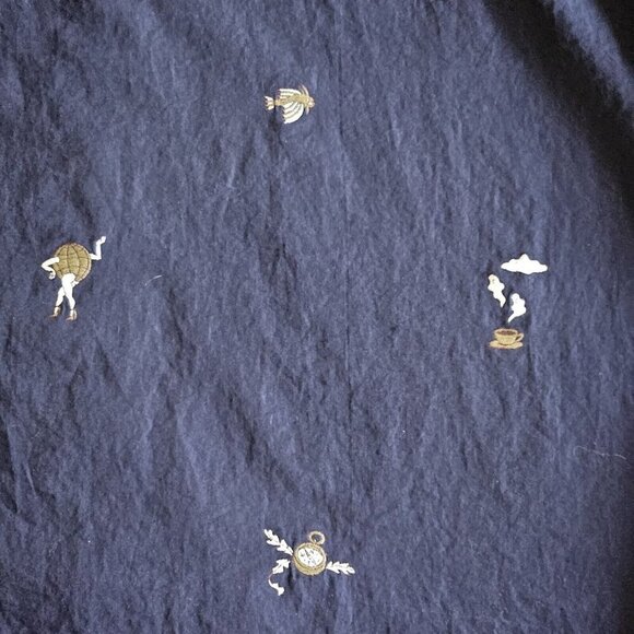 Scotch & Soda Shirt Men XL Navy LS Button Up Abstract Embroidery Boho Pocket - Picture 11 of 16